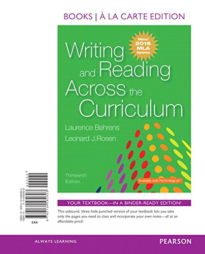 Laurence Behrens-Writing and Reading Across the Curriculum, MLA Update Edition -- Books a la Carte