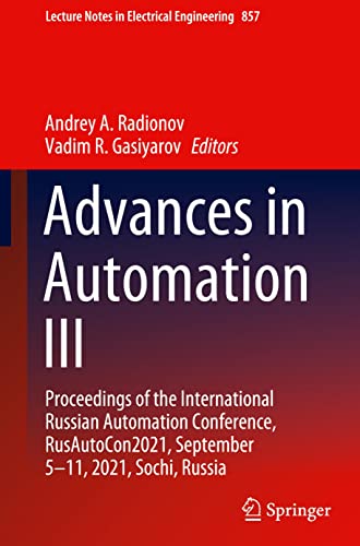 Advances in Automation III - Andrey A. Radionov