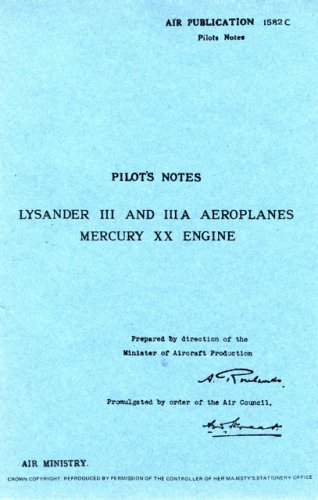 Air Ministry-Westland Lysander III  and IIIA Aeroplanes Mercury XX EnginePilot's Notes