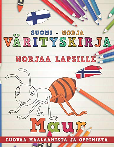 NerdMediaFI-Värityskirja Suomi - Norja I Norjaa lapsille I Luovaa maalaamista ja oppimista