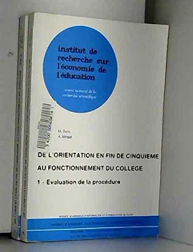 Marie Duru-Bellat-De l'orientation en fin de cinquième au fonctionnement du collège