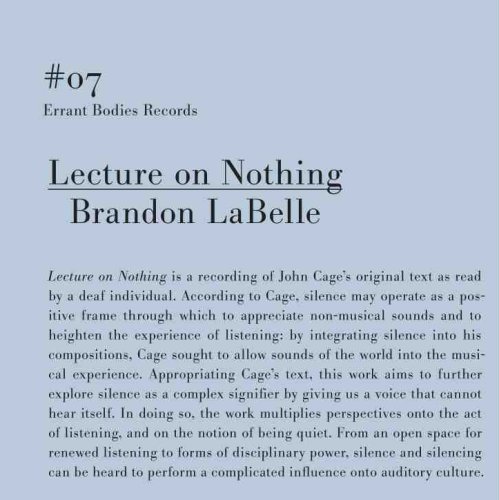 Brandon LaBelle - Lecture On Nothing